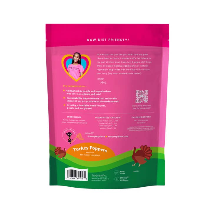 Jojo Modern Pets - Wholesale Pet Treats - Dog - Ava's Pet Palace Freeze Dried Dog Treats - Turkey Poppers