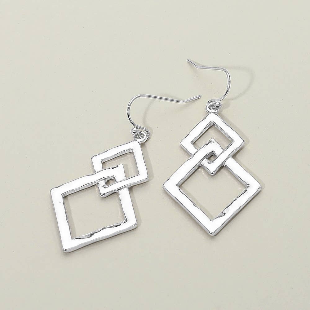 Sensibling Corp. – Engroshandel Hængeøreringe og creoløreringe – Geometriske åbne metal firkantede led drop dingle øreringe2