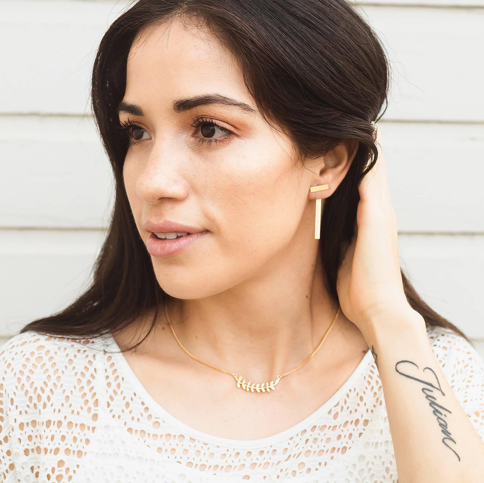 Shany Design Studio – Großhandel Kette mit Anhänger/Charm – Lorbeer Blätter Zweig Halskette Gold/Silber5