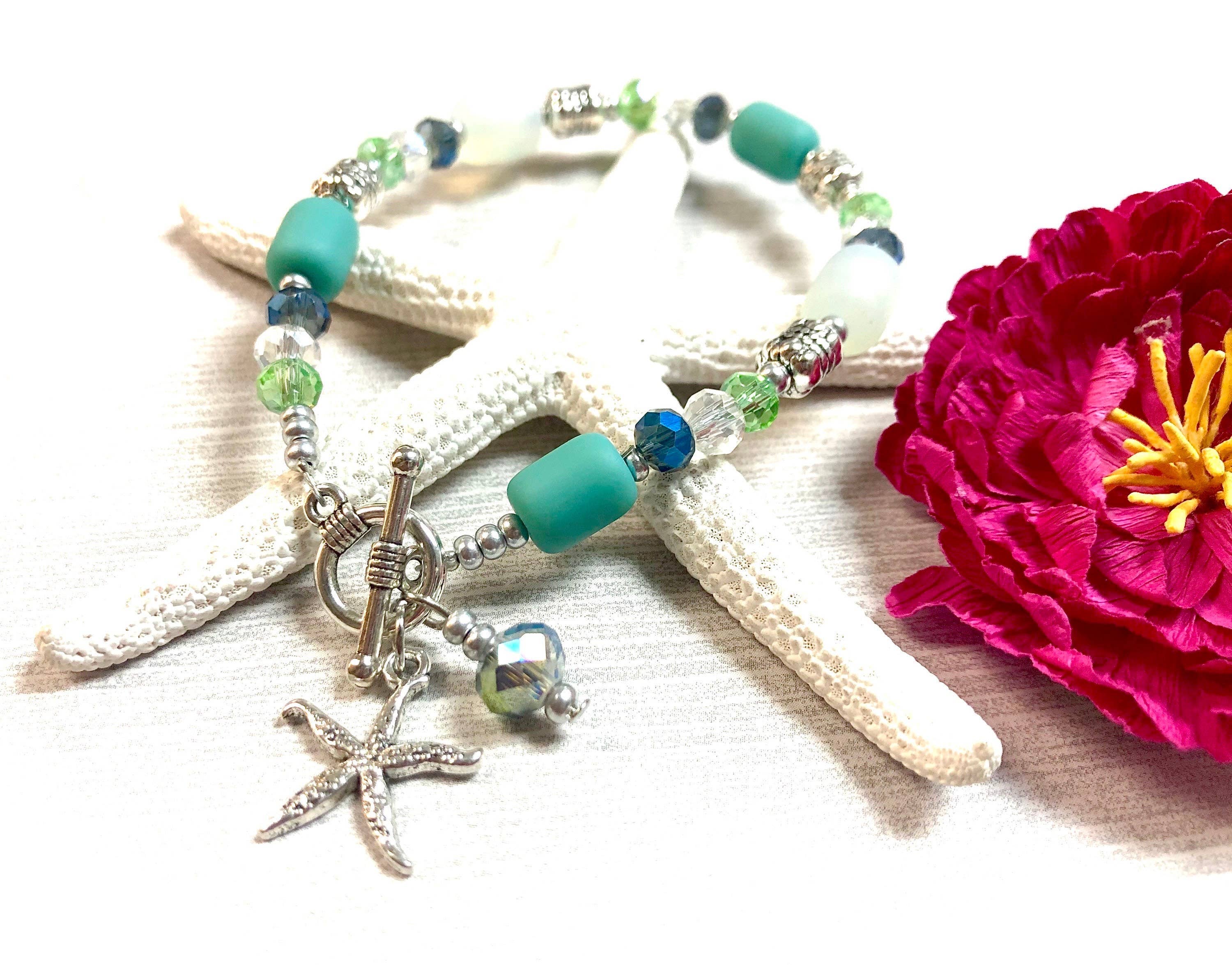 Devi Creations - Wholesale Charm/Dangle Bracelet - BRAC#44/ SF- Sea Glass Starfish Bracelets Assortment3