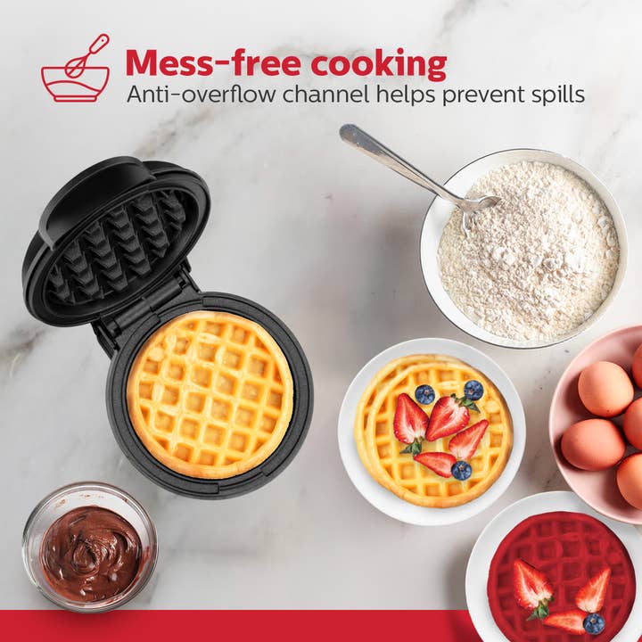 Holstein Housewares - Wholesale Kitchen Appliance - Personal Waffle Maker - 4 inch Mini - Assorted Colors 28