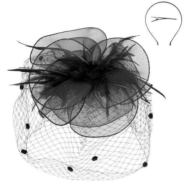 anbfashion - Wholesale Fascinator Hat - Women's - KENTUCKY DERBY FLOWER FEATHERS VEILED FASCINATOR HTH25910