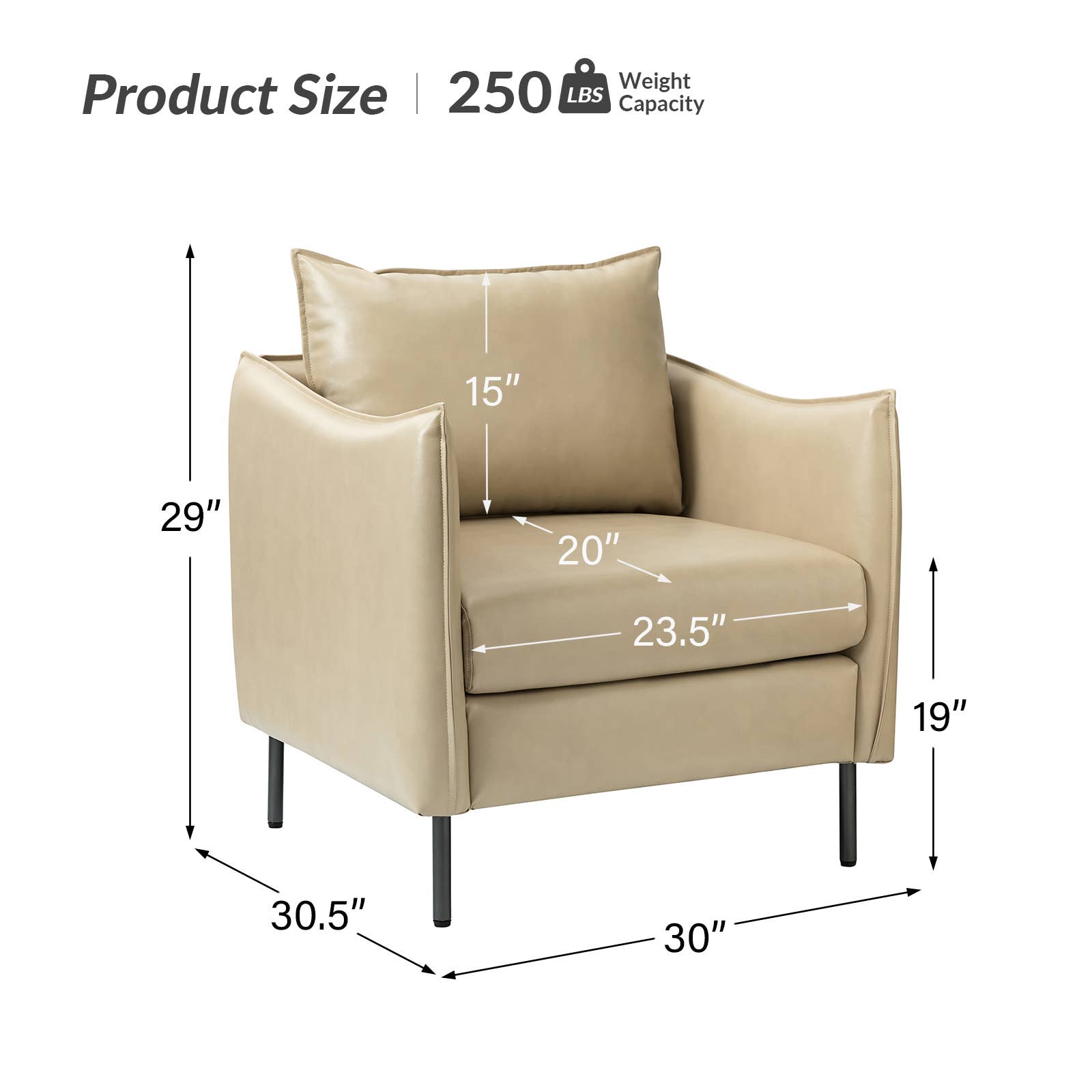 Karat Home - Wholesale Chair - Georges Vegan Leather Armchair8