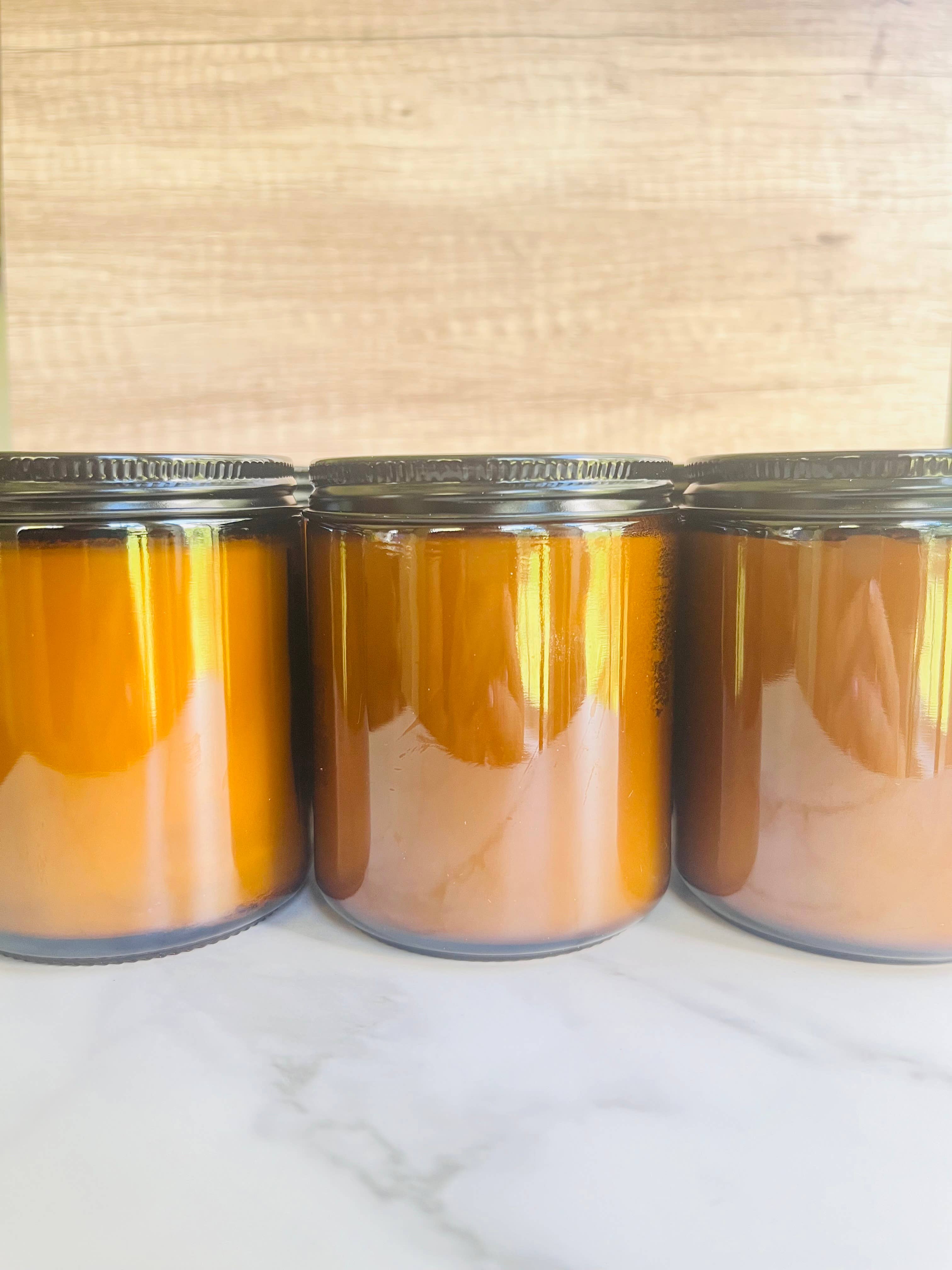 Wanderlust Scents Co. - Wholesale Jar/Filled Candle - Fall Scented Soy Candles Amber Jar6