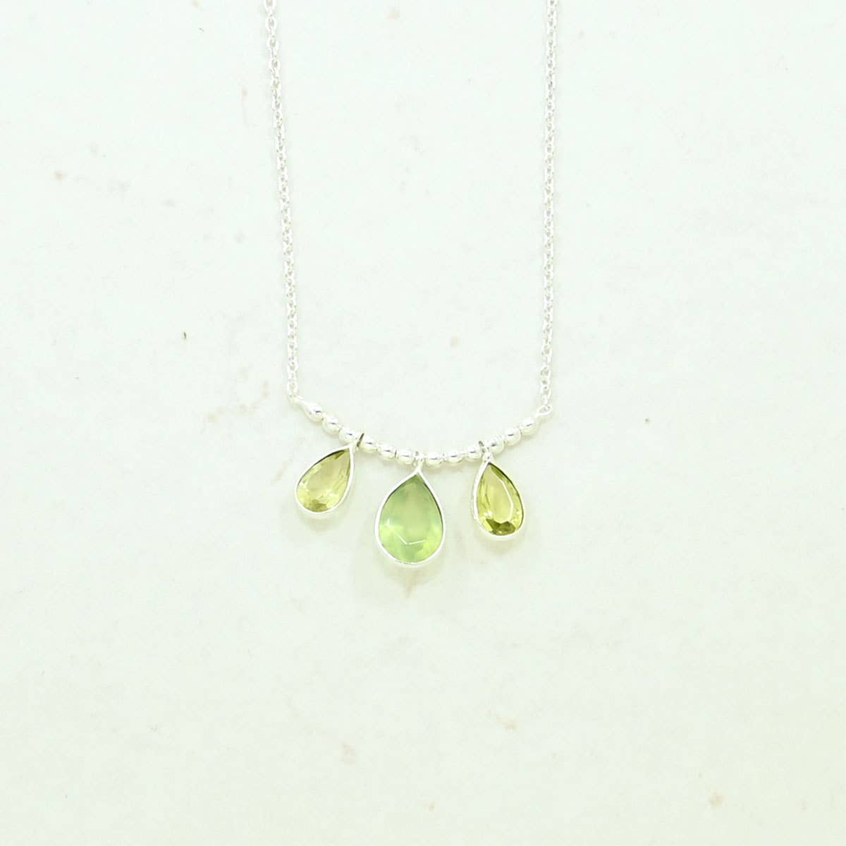 Schmuckoo Berlin - Vendita all'ingrosso Collana con ciondolo/pendaglio - Collana Pippa Argento - Prehnite e Quarzo Limone0