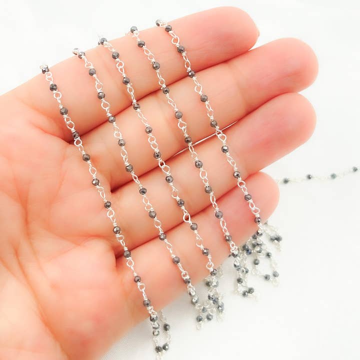 Hematit 925 sterling silver trådlindningskedja. HEM2 för wholesale av Jewels & Chains