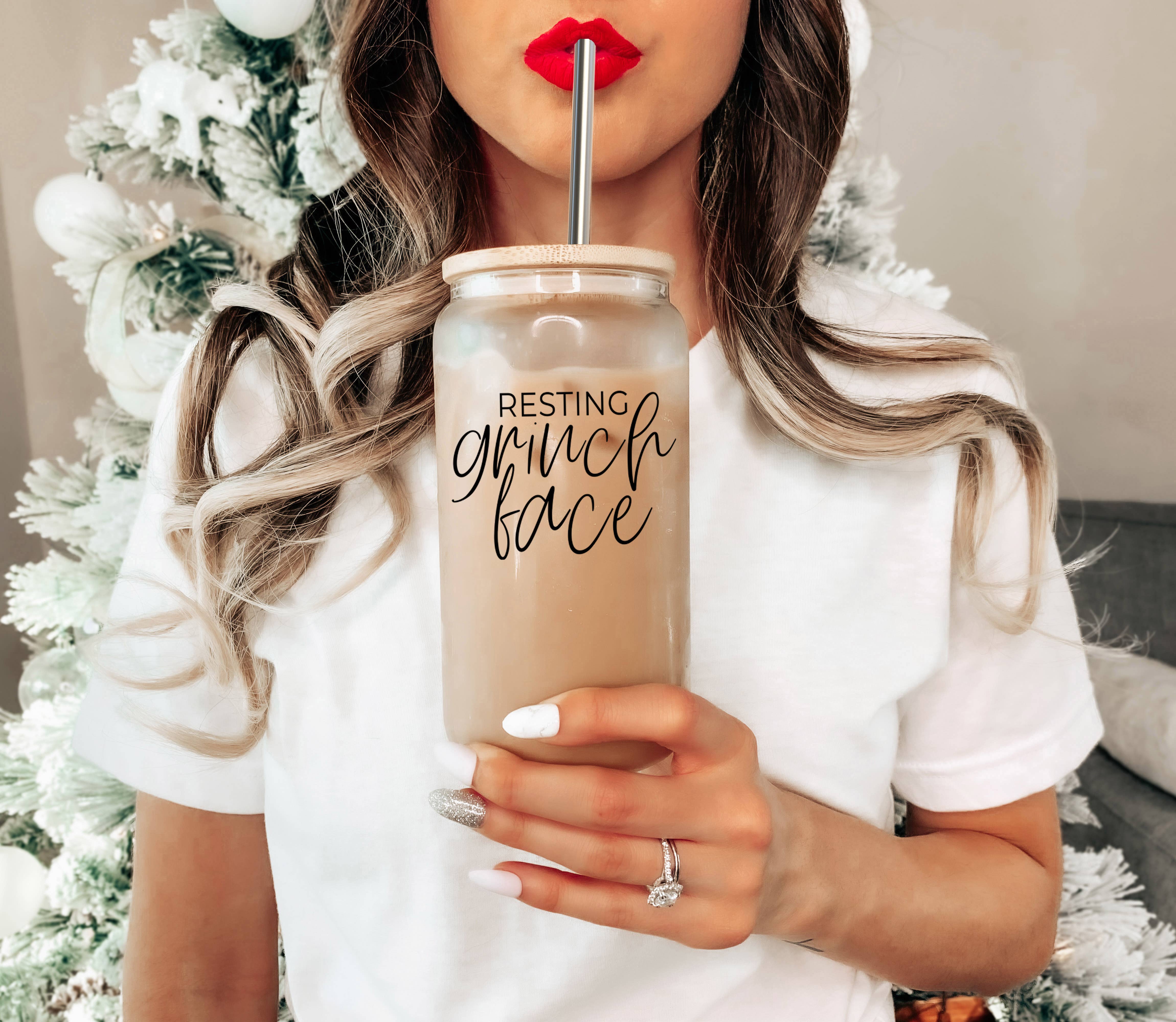 Gia Roma - Wholesale Drinking Glass/Cup - Vintage Christmas Glass Cups with Straw, Kitchen Decoration107