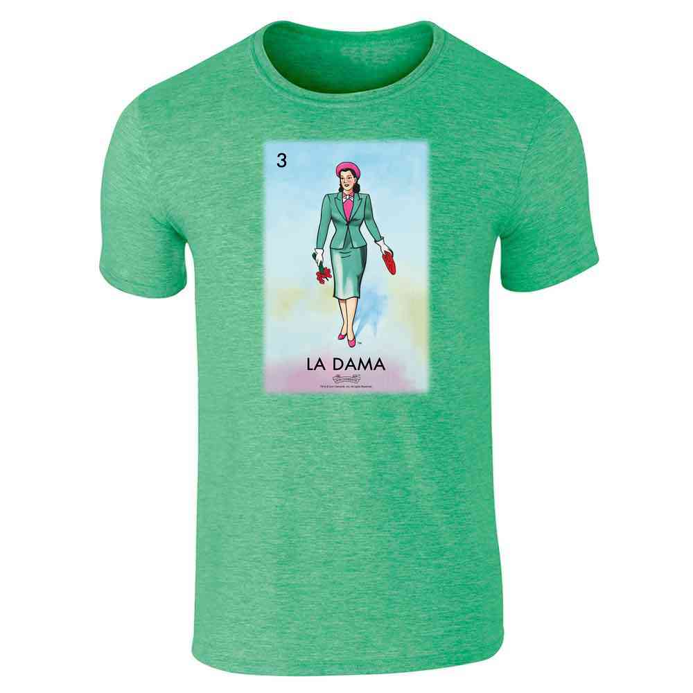 Pop Threads - Venta al por mayor Camiseta serigrafiada - Unisex - Tarjeta de bingo mexicano unisex La Dama para mujer Lady Loteria11