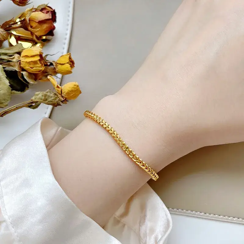 Sweet Cherry Sky - Wholesale Link & Chain Bracelet - Gold Plated Titanium Steel Adjustable Bracelet1