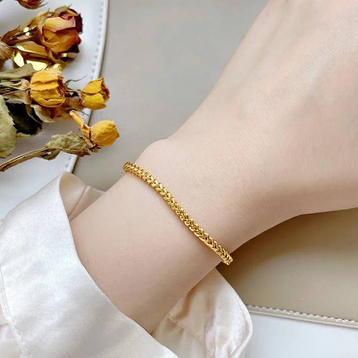 Sweet Cherry Sky - Wholesale Link & Chain Bracelet - Gold Plated Titanium Steel Adjustable Bracelet1