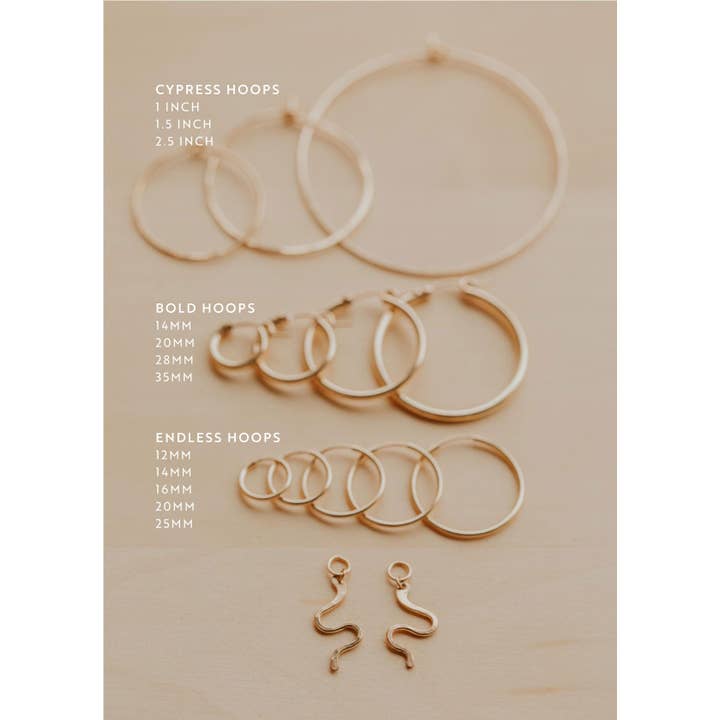 Hello Adorn - Wholesale Hoop Earrings - Snake Charms | 14kt Gold Fill + Sterling Silver