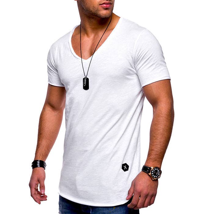 Ecovear - Wholesale T-Shirt - Men's - Cotton Solid Color V-Neck Breathable Men's T-shirt6