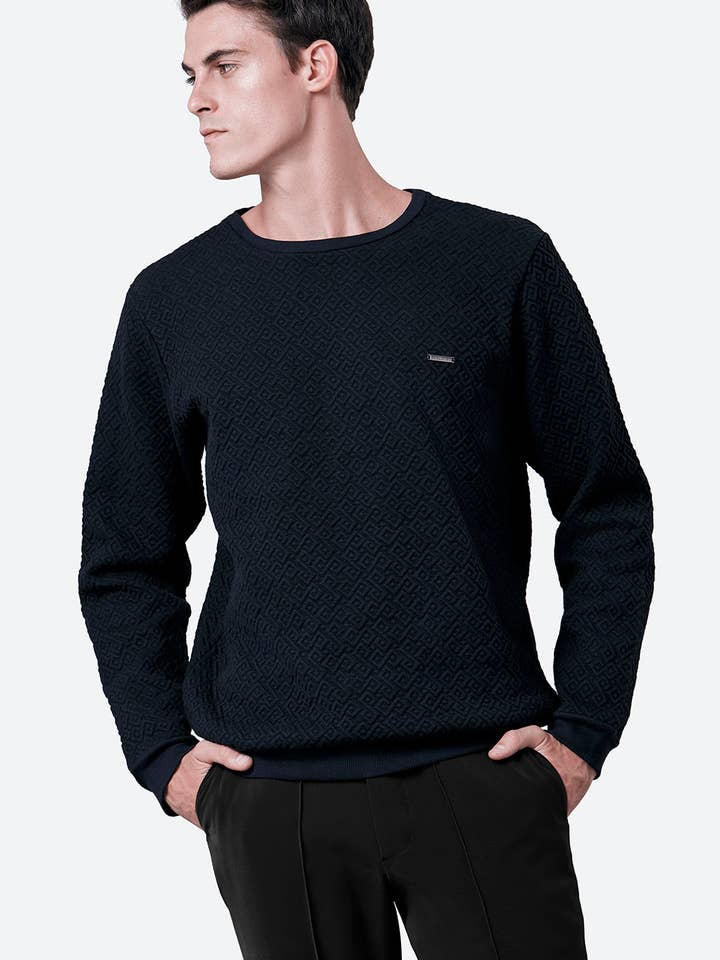 Men's Laprida Gaucho Pattern Sweatshirt in Black for wholesale by Gaucho Buenos Aires