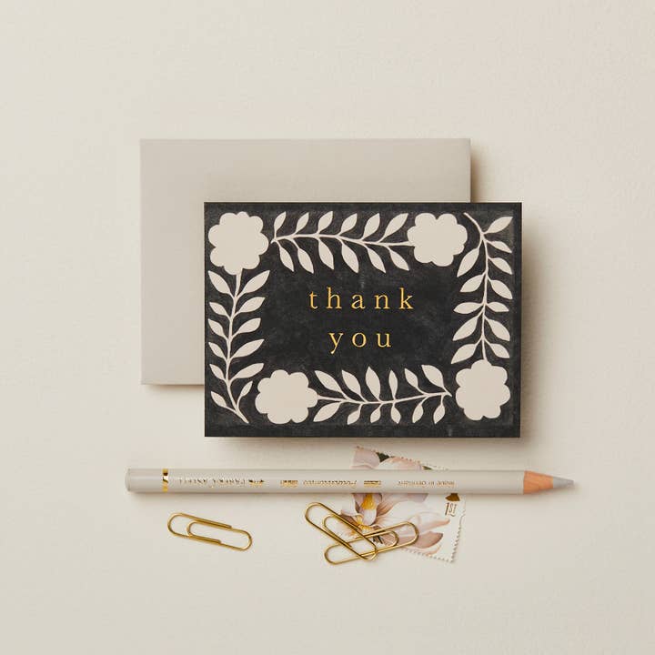 Wanderlust Paper Co - Wholesale Thank You Card - Ink Flora 'Thank You' Mini Card