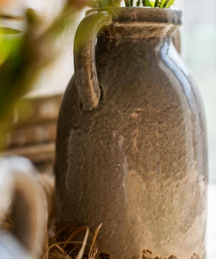 Rustic Reach - Vente Vases - Vase en poterie émaillée Binglie avec poignées3
