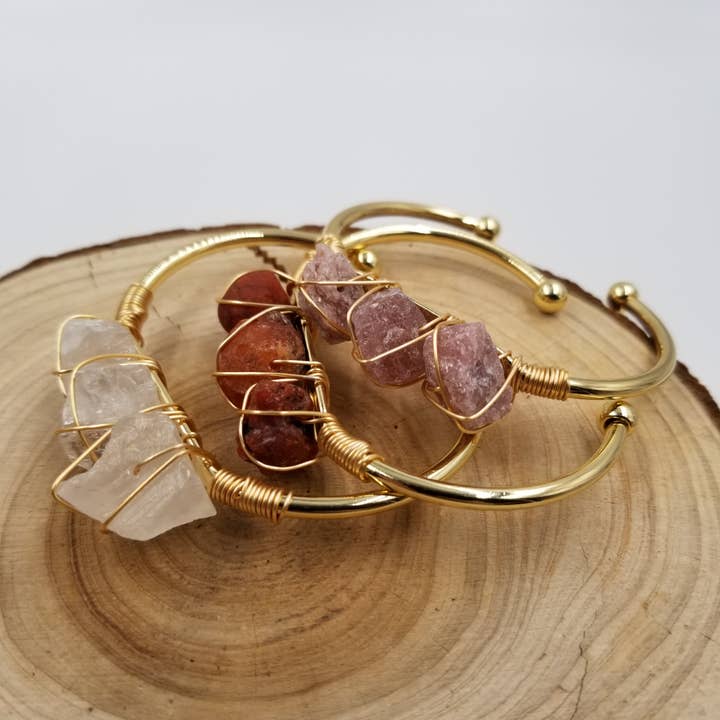 CHAKRA JEWELRY - Wholesale Cuff Bracelet - Natural Crystal Cuff Gem Stone Bangle3