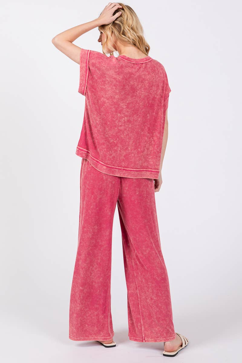 Sewn and Seen - Wholesale Lounge Set - Women's - MINERAL WASHED TOP AND PANTS RIB SETS24
