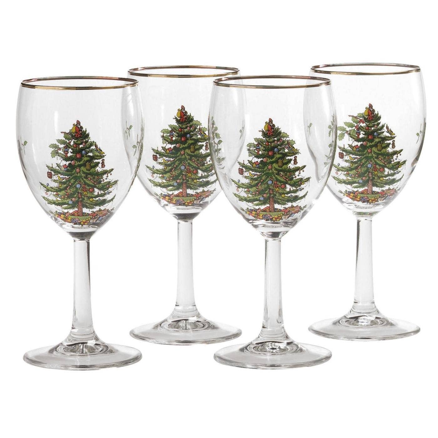 Portmeirion, Spode, Pimpernel, Nacthmann, Wrendale Designs - Wholesale Wine Glass - Spode Christmas Tree Set of 4 Wine Glasses0
