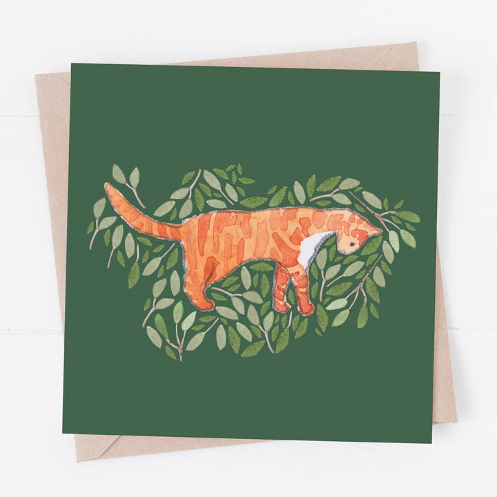 Gingembre Tabby Cat Carte de vœux vierge pour la vente par Samantha Hall Designs