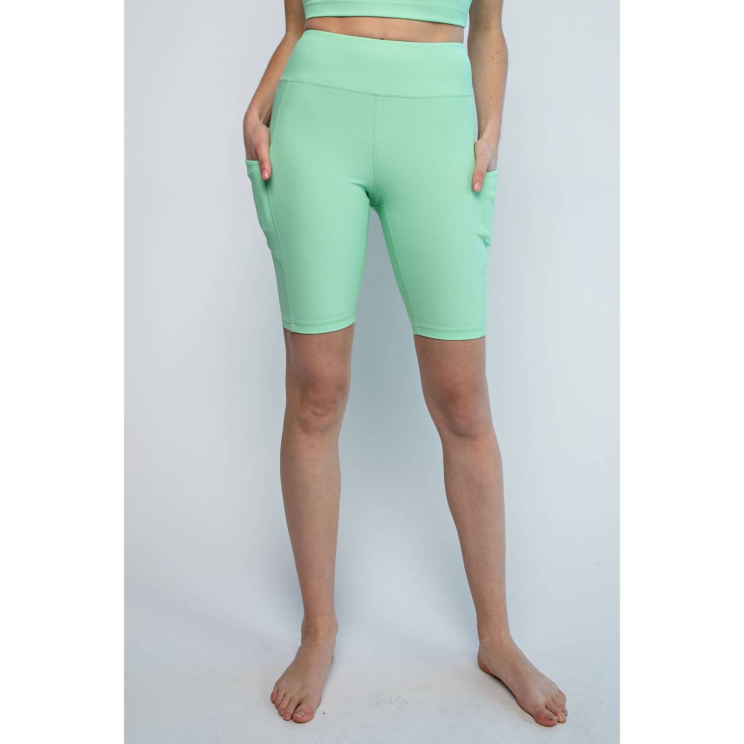 Rae Mode - Wholesale Athletic Shorts - Women's - NYLON RIB BIKER PANTS WITH SIDE POCKETS1