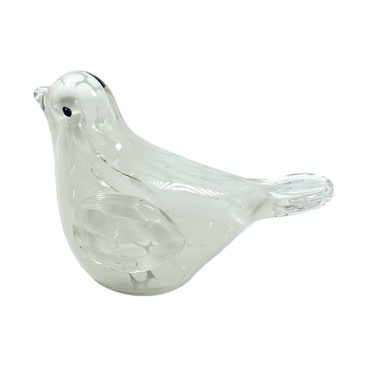 White speckled bird LED decoration with batteries L13.5 W7 H9.5cm for wholesale by Opjet Paris
