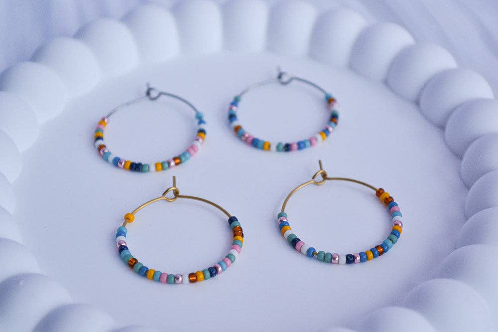 Linati Studio - Wholesale Dangle Earrings - Creoles with Pearls - Summer Love2