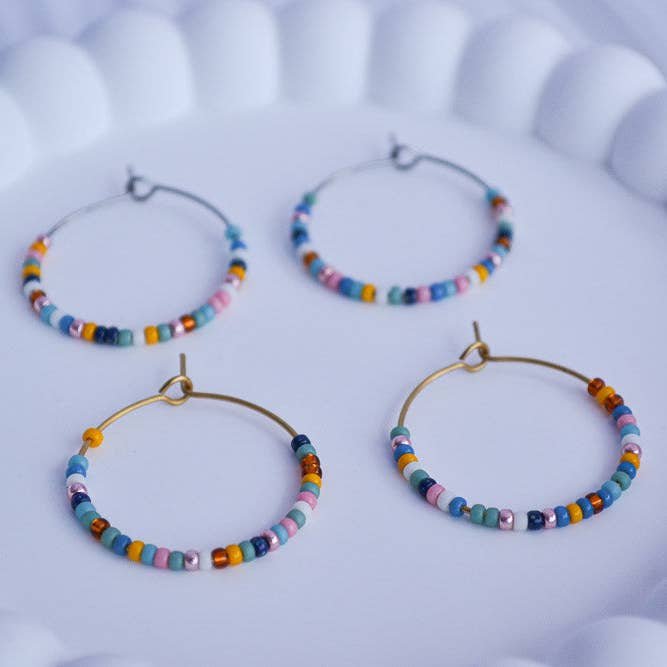 Linati Studio - Wholesale Dangle Earrings - Creoles with Pearls - Summer Love2