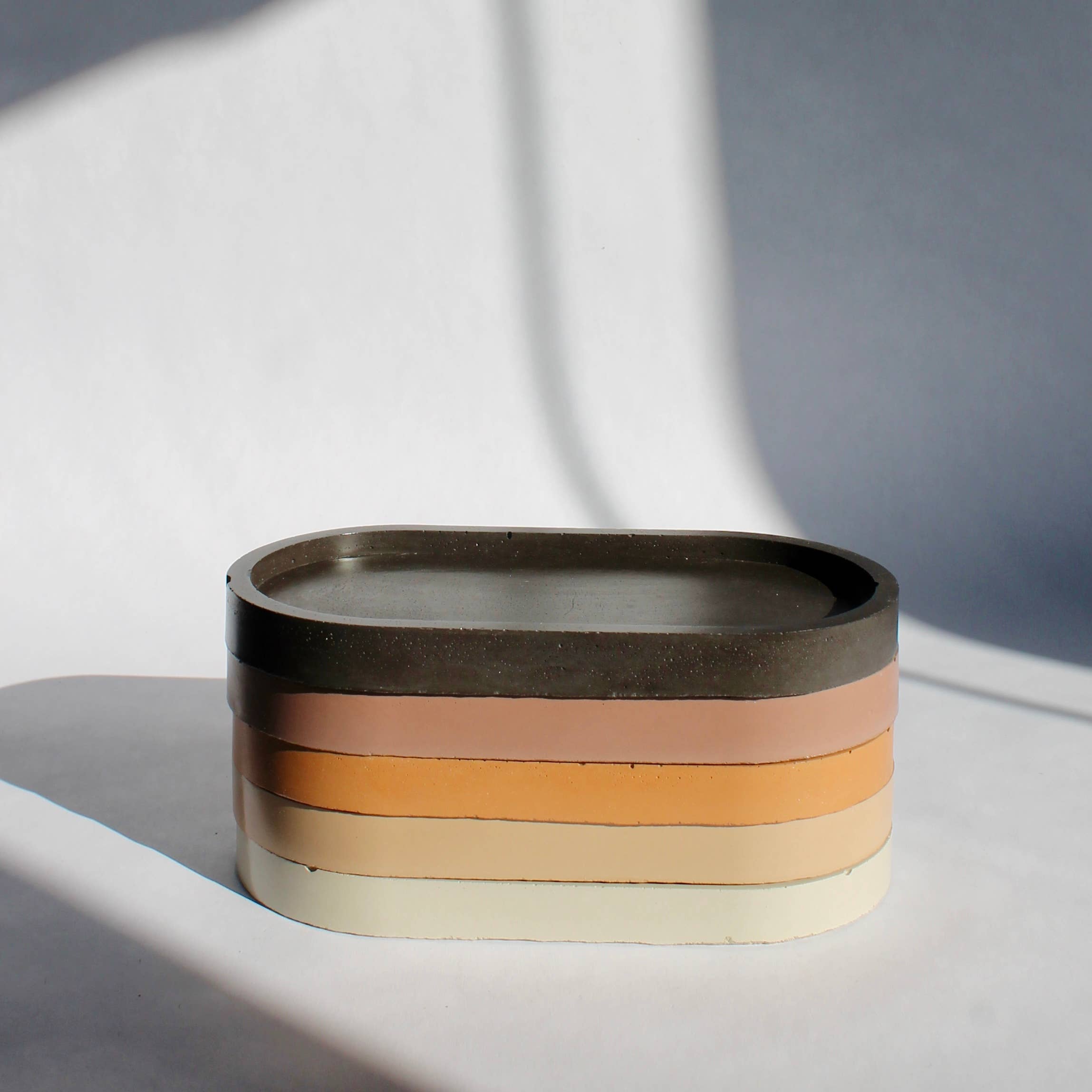 House of Ivy - Wholesale Decorative Tray - Concrete Oval Tray in Brown2