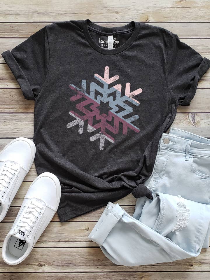 Loopty Loo Designs - Vente T-shirt à imprimés – femme - FLOCON DE NEIGE D'HIVER | SAISONS | HIVER | TAILLES XS-2XL