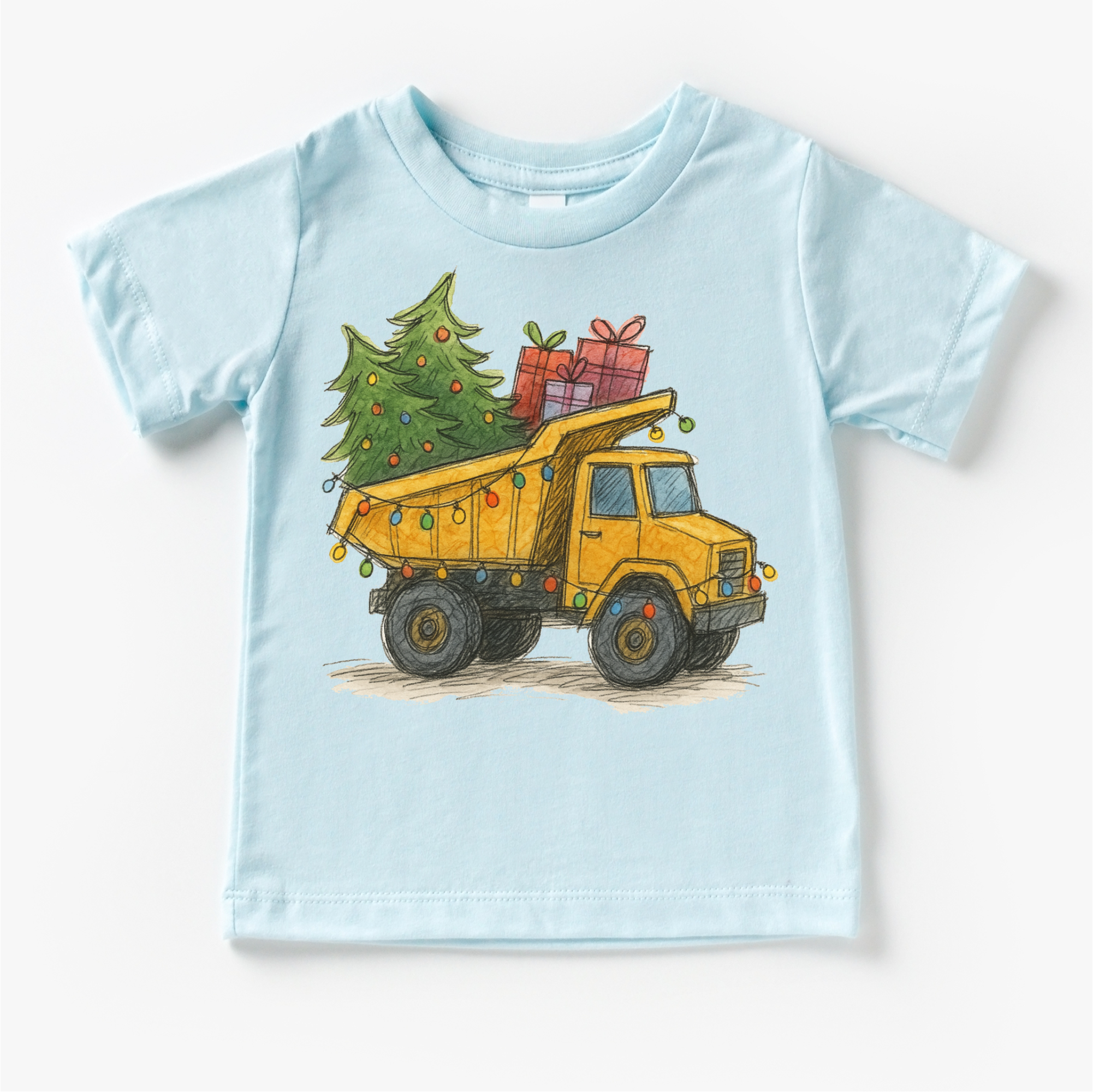 Madi Moosh - Wholesale Screen Printed T-Shirt - Kids - Dump Truck Construction Christmas T-Shirt - Kids Christmas Tee5