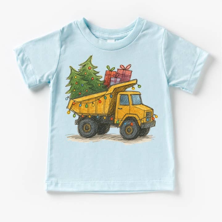 Madi Moosh - Wholesale Screen Printed T-Shirt - Kids - Dump Truck Construction Christmas T-Shirt - Kids Christmas Tee5