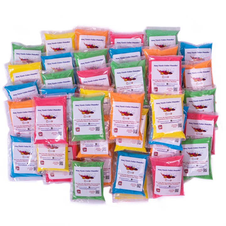 Kulture Khazana - Wholesale Body Glitter/Shimmer - 100 Pack of All Natural Holi Non-Toxic Washable Color Powder