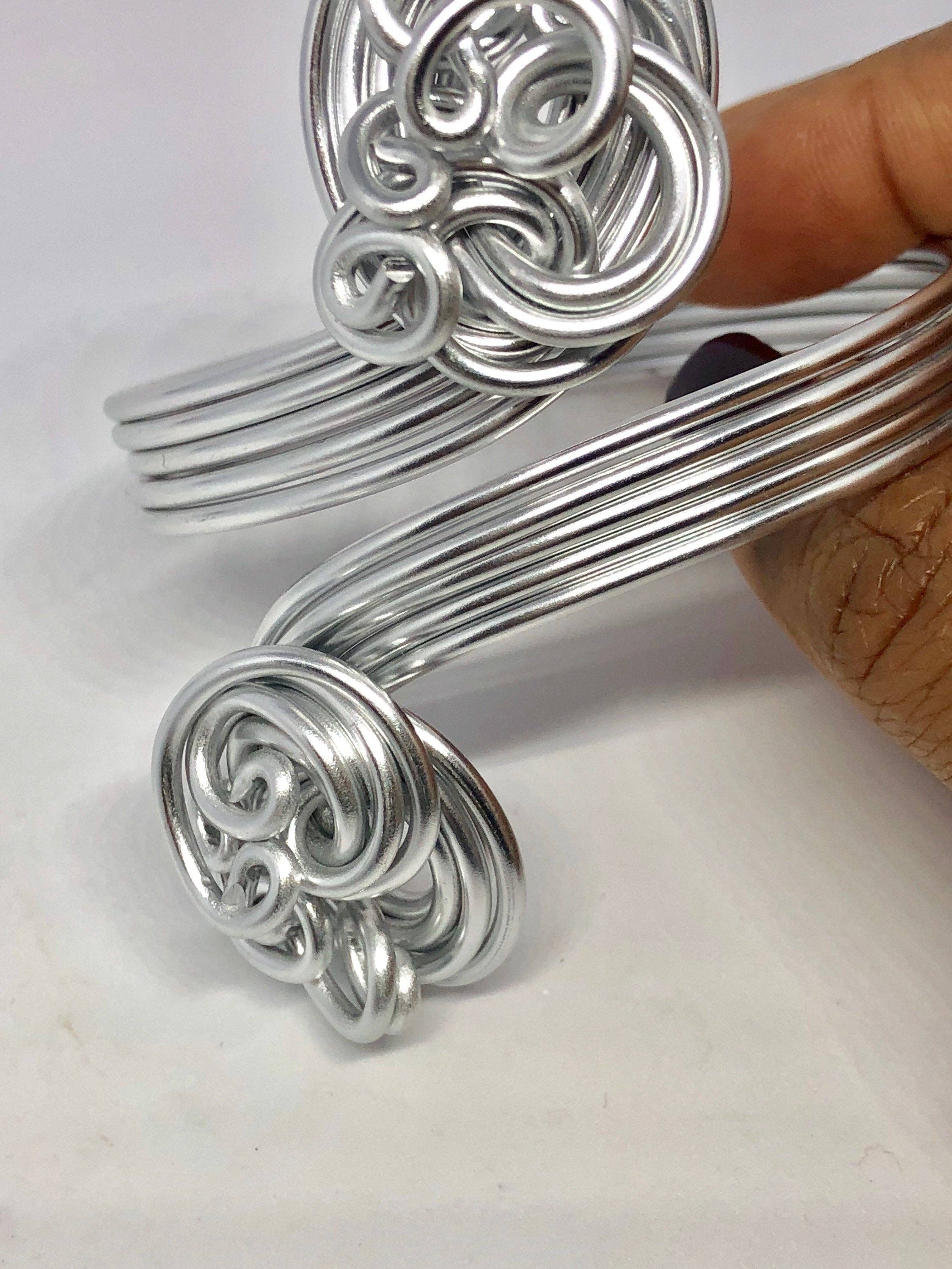 Jewelry With Me - Wholesale Cuff Bracelet - Silver Aluminum Wire Wrapped Cuff Bracelet3