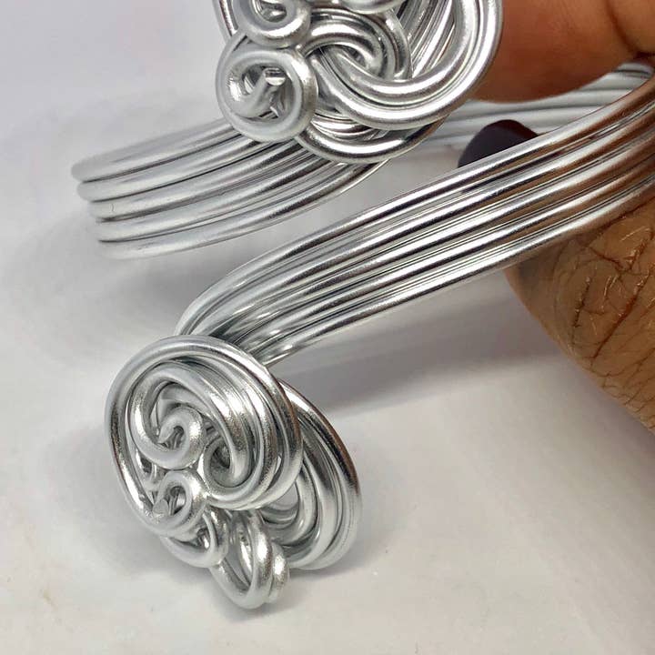 Jewelry With Me - Wholesale Cuff Bracelet - Silver Aluminum Wire Wrapped Cuff Bracelet3