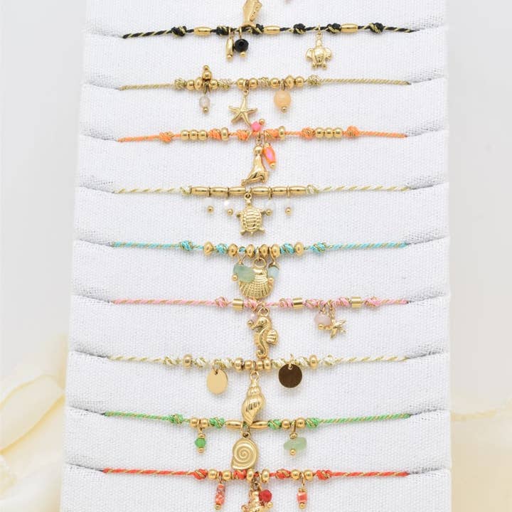 Kapyco - Wholesale Charm/Dangle Bracelet - Set of 12 stainless steel bracelets - BR110308