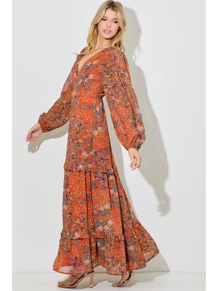 Baevely by Wellmade USA - Wholesale Dress - Women's - RUFFLED TEIRED MAXI