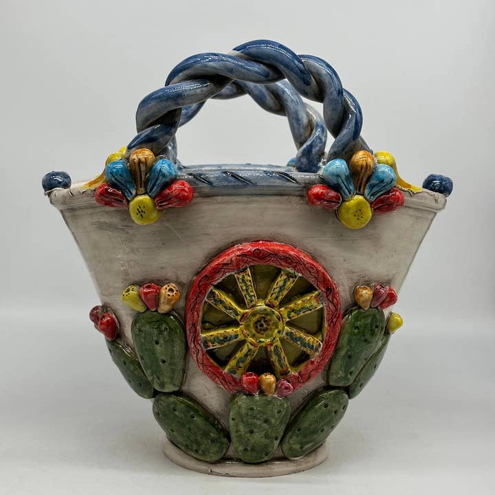 DD Ceramiche Siciliane - Wholesale Decorative Tabletop Object - Coffa Siciliana Ceramica Caltagirone Artisanal Centerpiece Organizer6