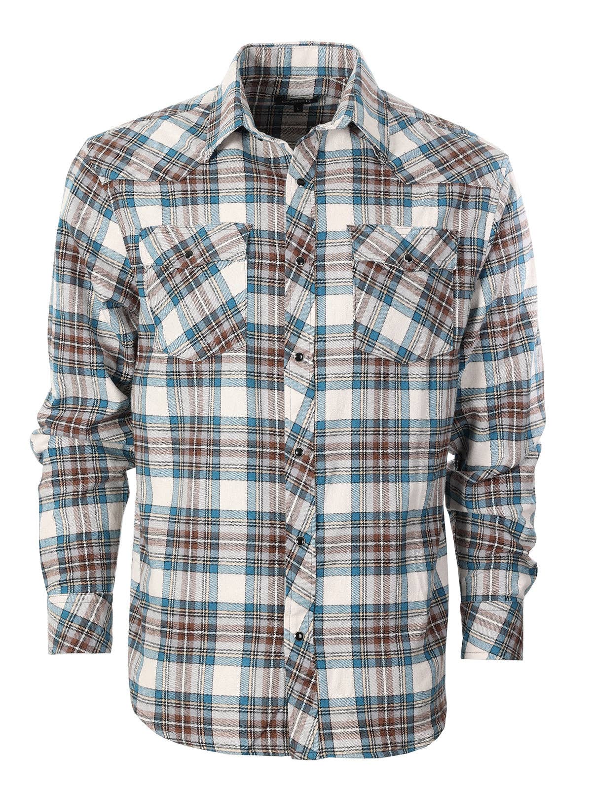 b-one inc - Vente Chemise à col boutonné – homme - Chemise western en flanelle à carreaux pour homme avec boutons-pression2
