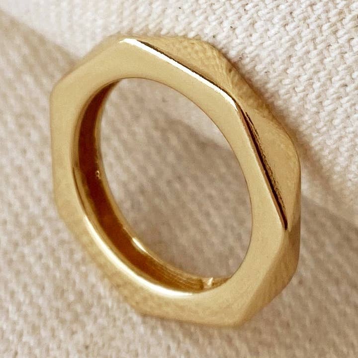 GoldFi - Vente Anneau/bague à empiler - Bague à facettes remplie d'or 18 carats0