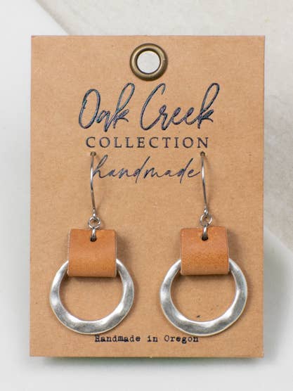 Leather Strap with Brushed Silver Hoop for wholesale by Oak Creek Collection Handmade