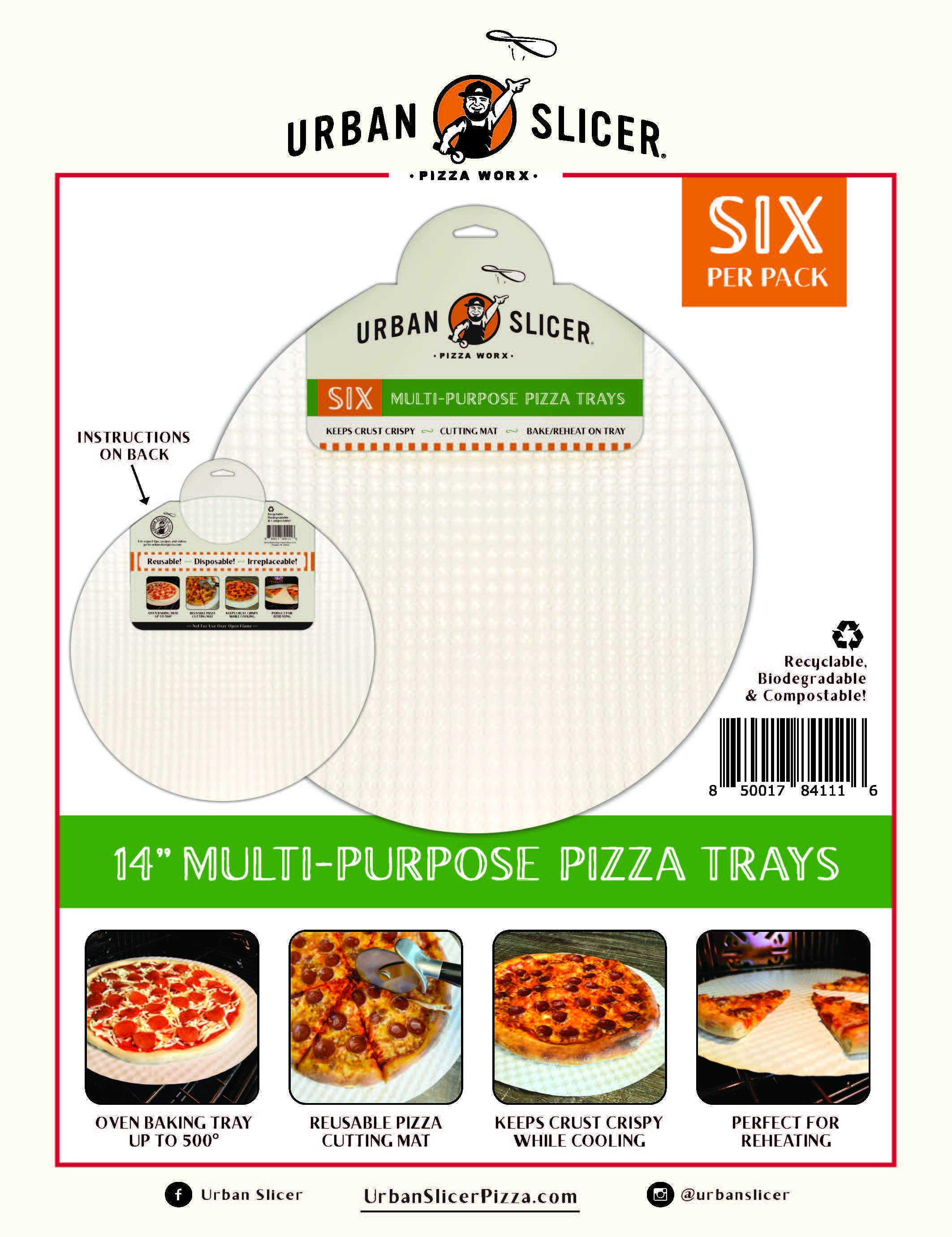 Urban Slicer Pizza Worx - Wholesale Baking Sheet/Mat - 14" MULTI-USE PIZZA TRAY 6 pack6