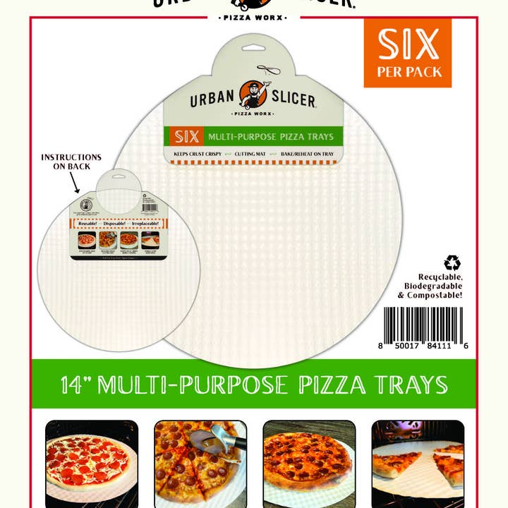 Urban Slicer Pizza Worx - Wholesale Baking Sheet/Mat - 14" MULTI-USE PIZZA TRAY 6 pack6