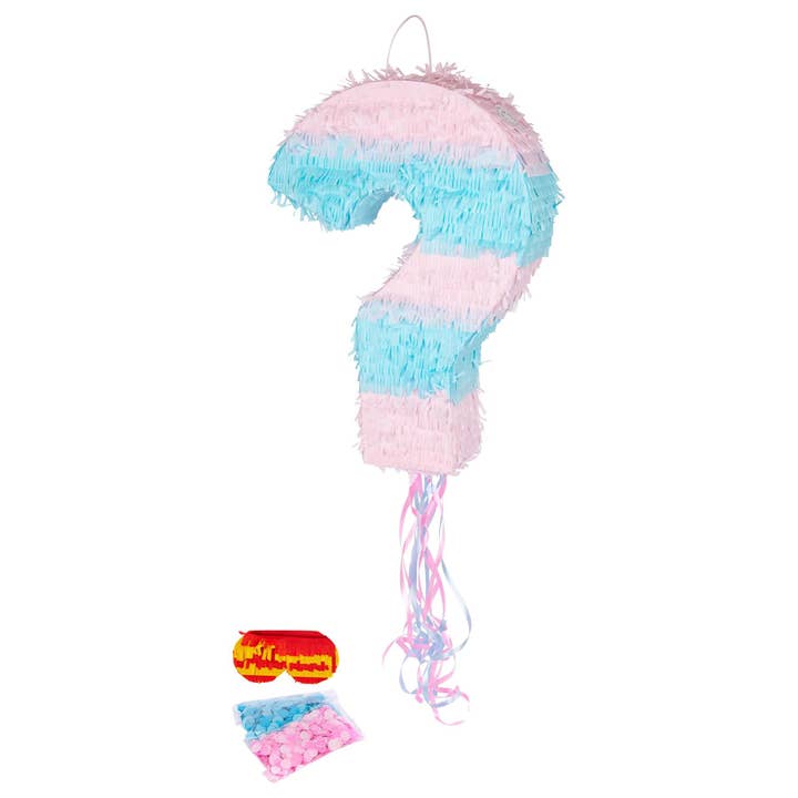 2pc Gender Reveal Pull String Pinata Set with Blindfold - By for wholesale by Rinkit Ltd