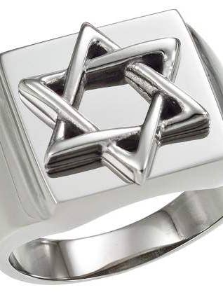 Overlap Star of David Stainless Steel Ring-17mm for wholesale by Just Mens Rings