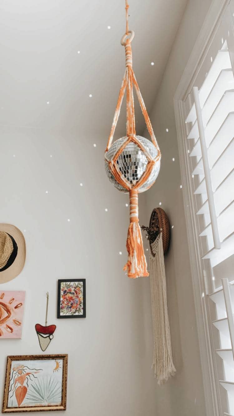 Rosie the Wanderer, Handmade Macramé - Wholesale Mobile - Macrame Disco Ball Hanger - choice of color13