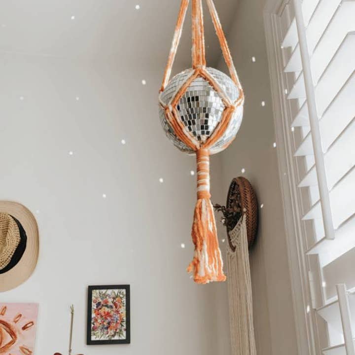 Rosie the Wanderer, Handmade Macramé - Wholesale Mobile - Macrame Disco Ball Hanger - choice of color13