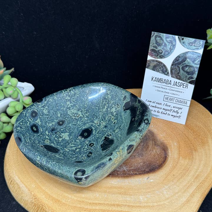 The 7 Directions - Wholesale Spiritual Stone/Crystal - Kambaba jasper bowl w/ info card F5890