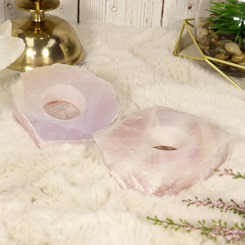 Natures Artifacts Inc - Wholesale Candle Holder - Angel Aura Rose Quartz Candle Holder4