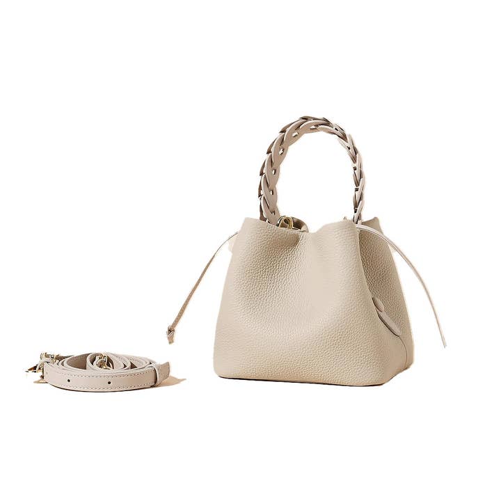 Damen-Echtleder-Bucket-Bag mit geflochtenem Griff für den Großhandel von particleactive