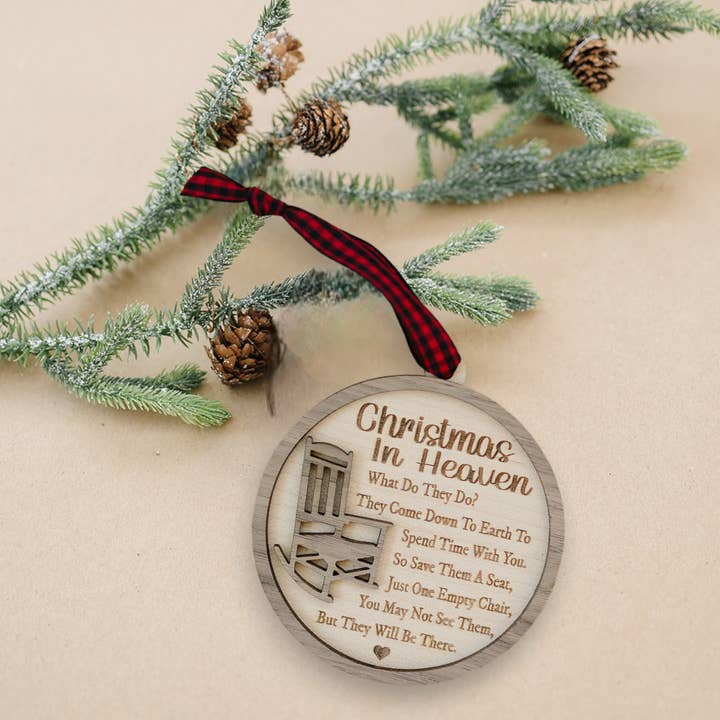 Woodlander Workshop - Wholesale Ornament - Christmas in Heaven Print Memorial Christmas Ornament
